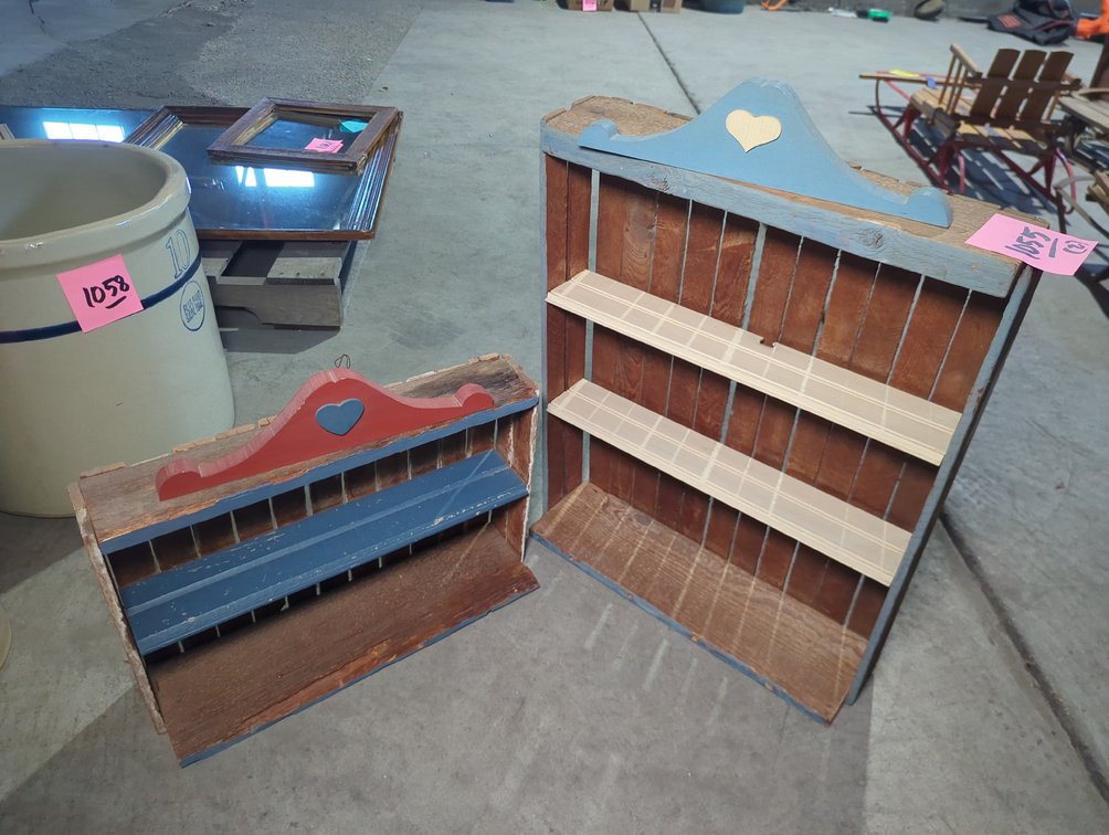 (2) Rustic Wood Display Shelves