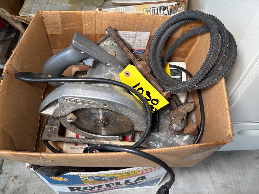 Box of Misc; Box of Plastic Sheeting & Tarp
