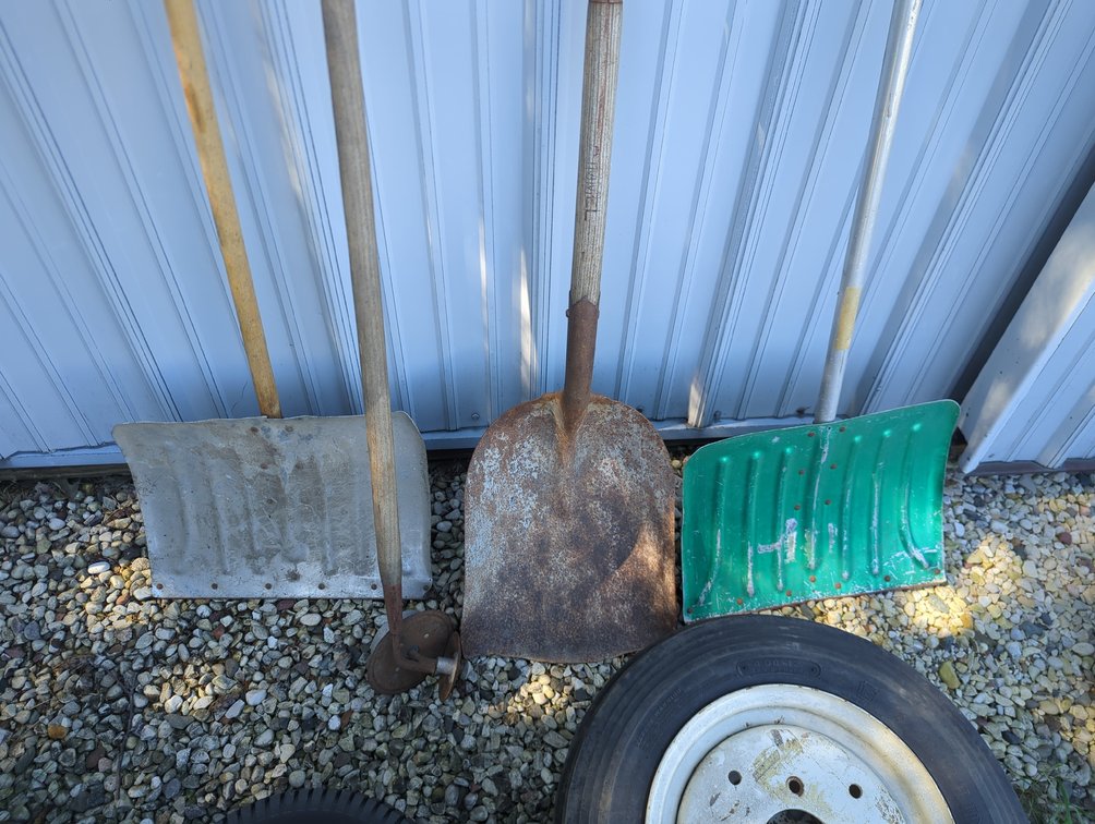 (2) Snow shovels, edger, and scoop shovel
