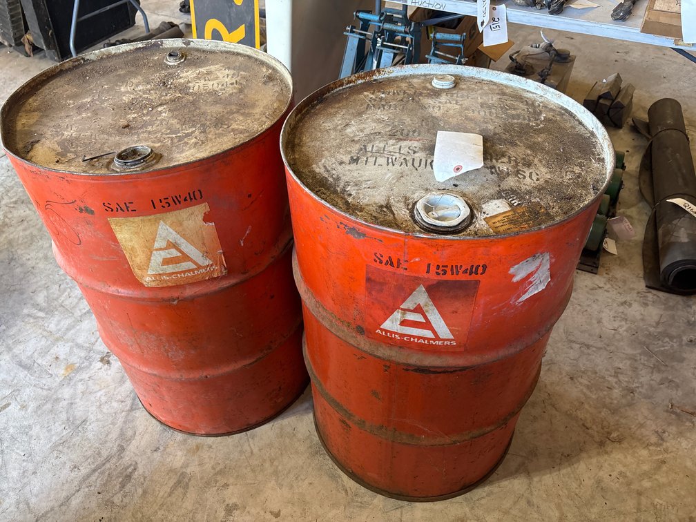 * (2) Allis Chalmers 55 Gallon Metal Barrels