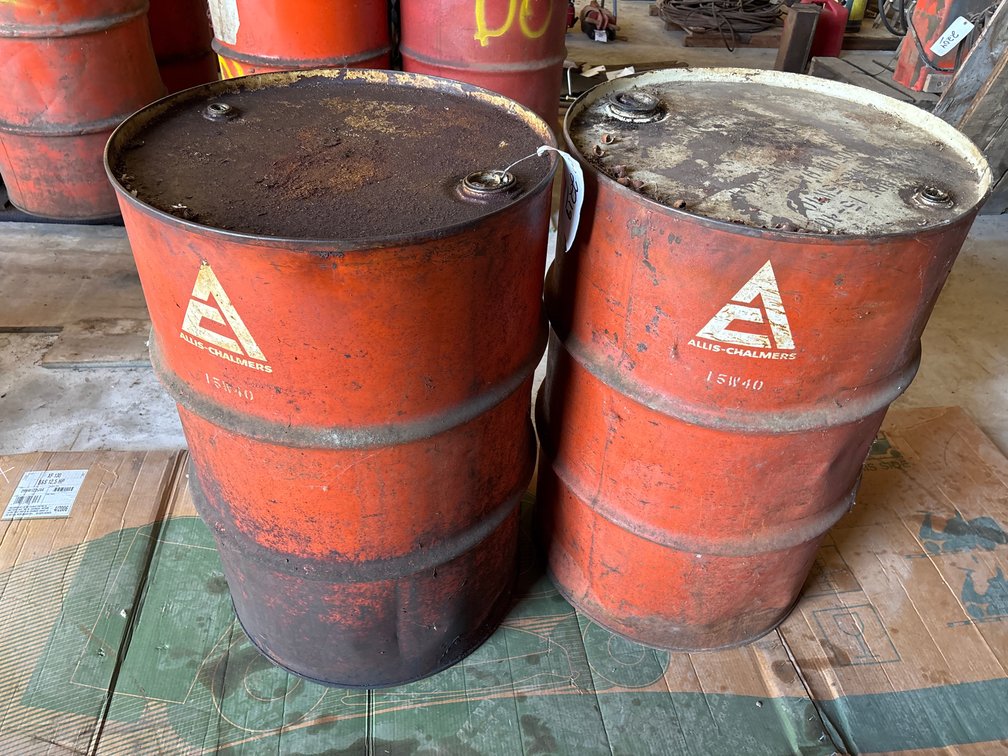 * (2) Allis Chalmers 55 Gallon Metal Barrels