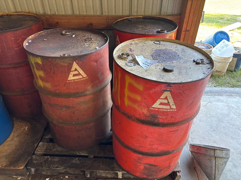 * (3) Allis Chalmers 55 Gallon Metal Barrels