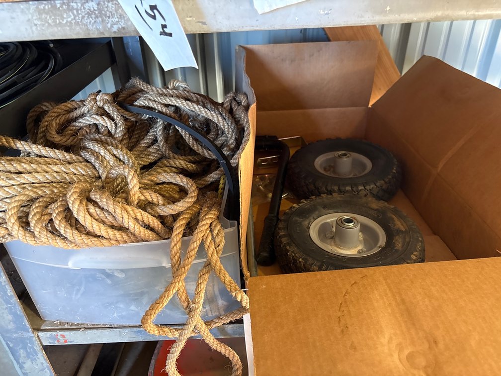 (2) tires, rope and ratchet straps