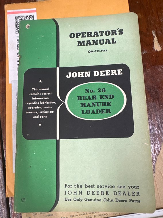 John Deere No. 26 Rear End Manure Loader Manual