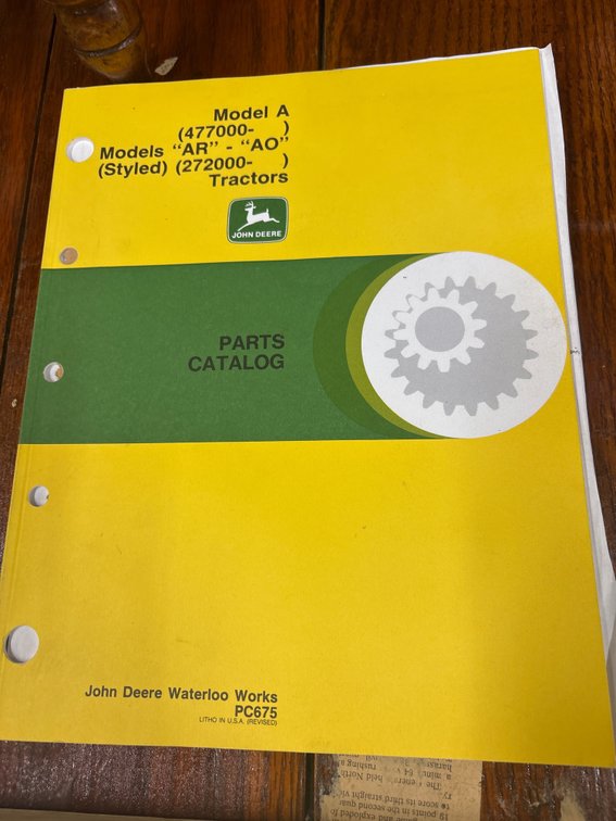 John Deere Parts Catalog, John Deere Model A repair catalog