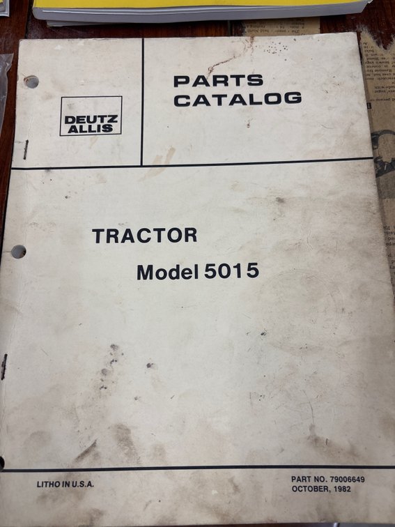 1982 Deutz Allis Tractor Model 5015 Parts Catalog