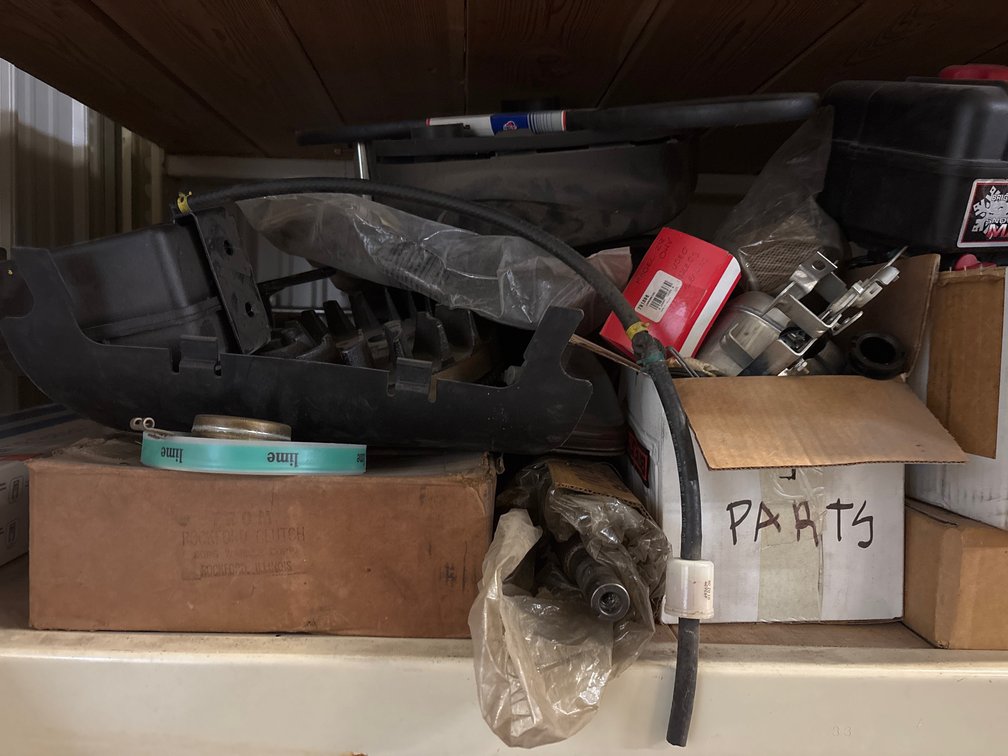 Assortment of parts shelf