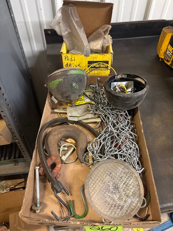 Headlamps, chain, hook, pins, screws
