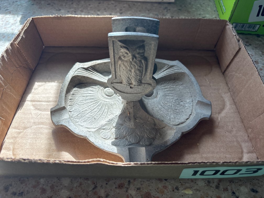 Metal Owl Match Holder and Ashtray