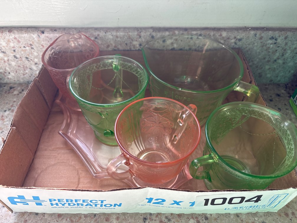 Depression Glass Pink & Green