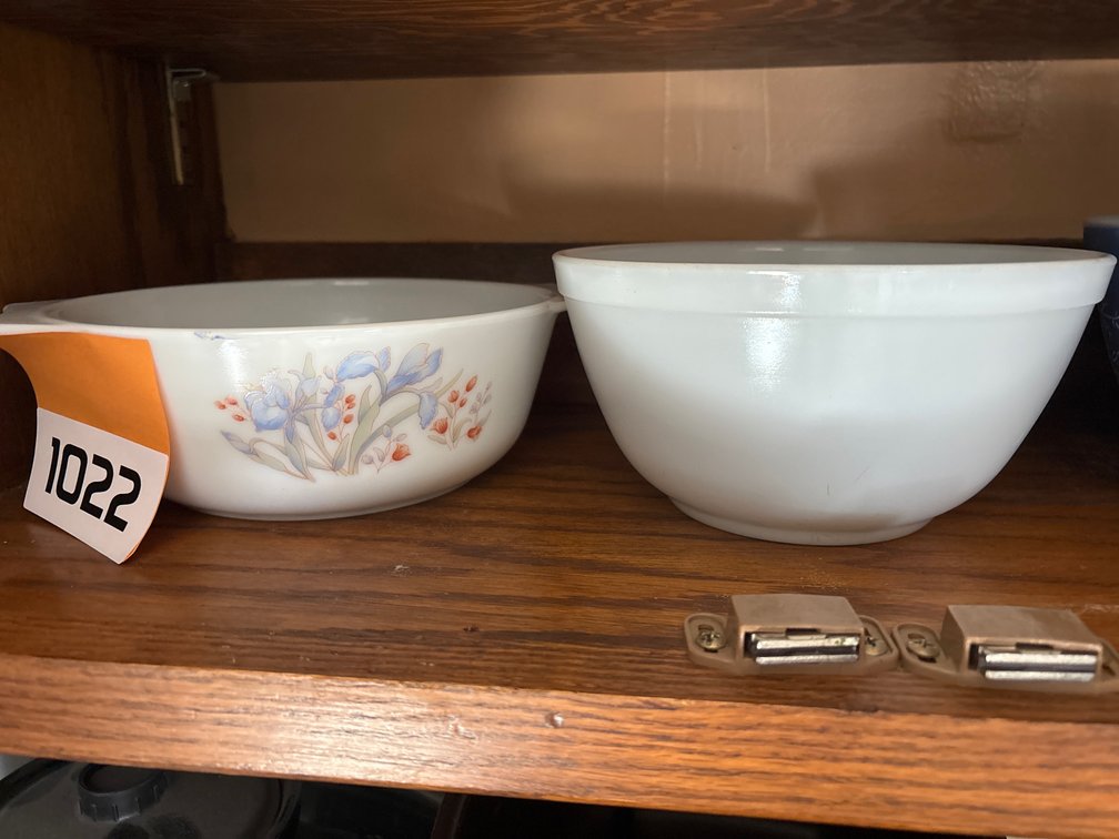(2) Milk Glass Pyrex Bowls