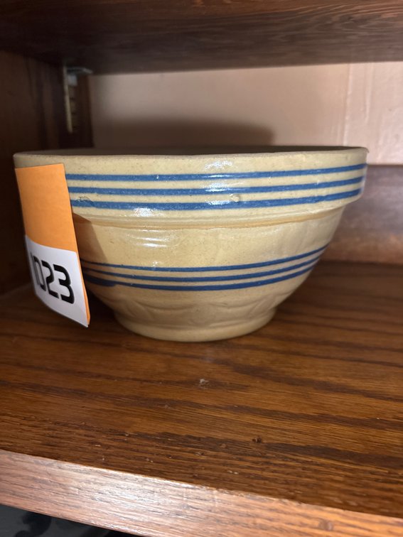 Yellow and Blue Stoneware Mixing Bowl