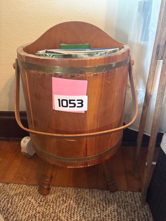 Vintage stave style magazine rack