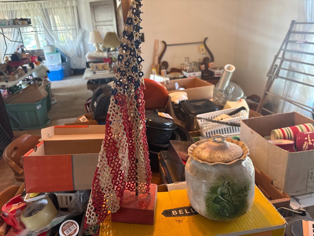 Rosenthal biscuit jar and flag decor
