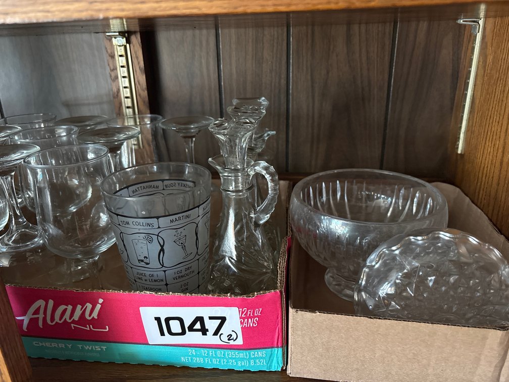 Clear Glass Stemware & Marquis Bowl