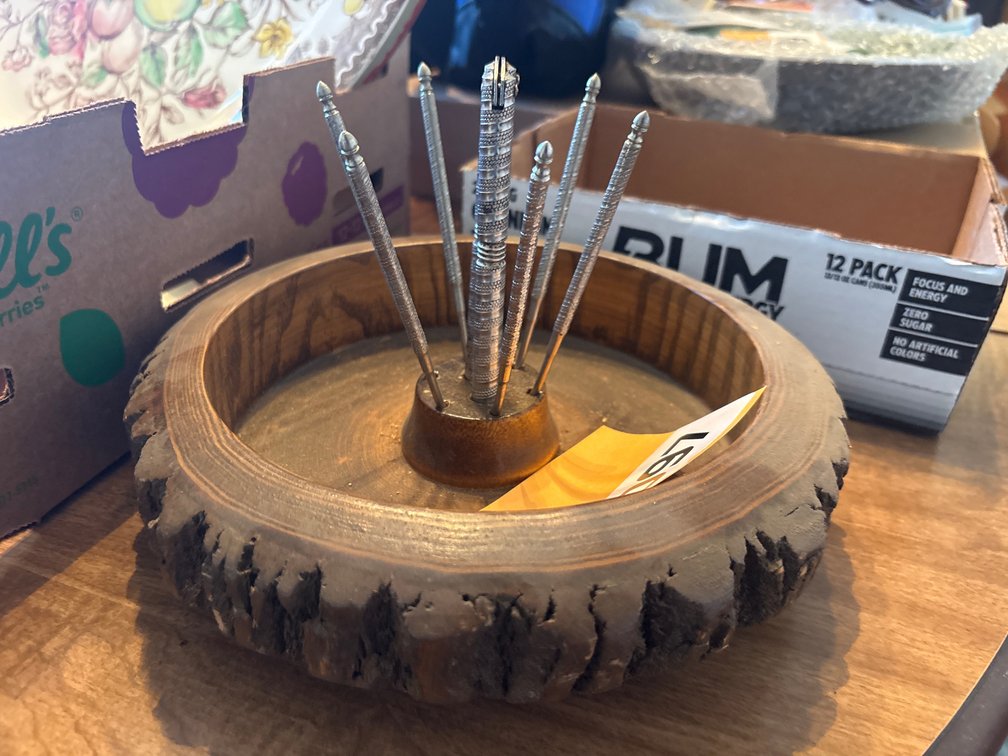 Wooden nut picking set