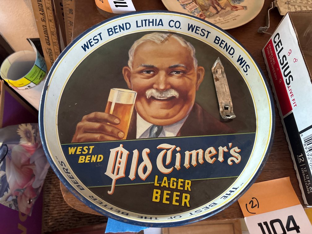 Vintage West Bend Lithia Co Beer Tray and bottle opener