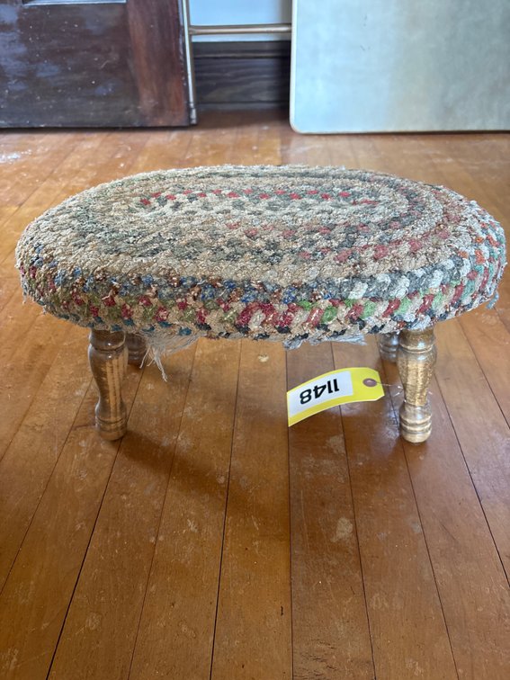 Oval Wood & Fabric Foot Stool