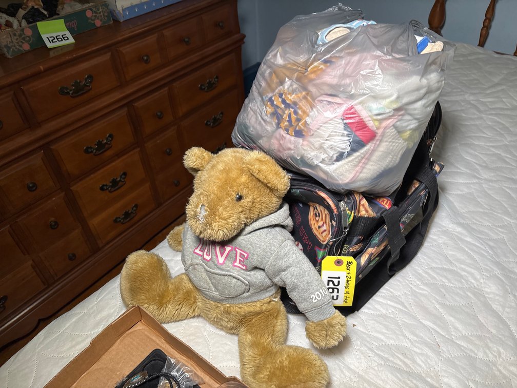 Stuffed Bear and Dolls