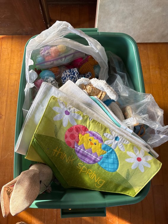 Large Bin of Easter Decor