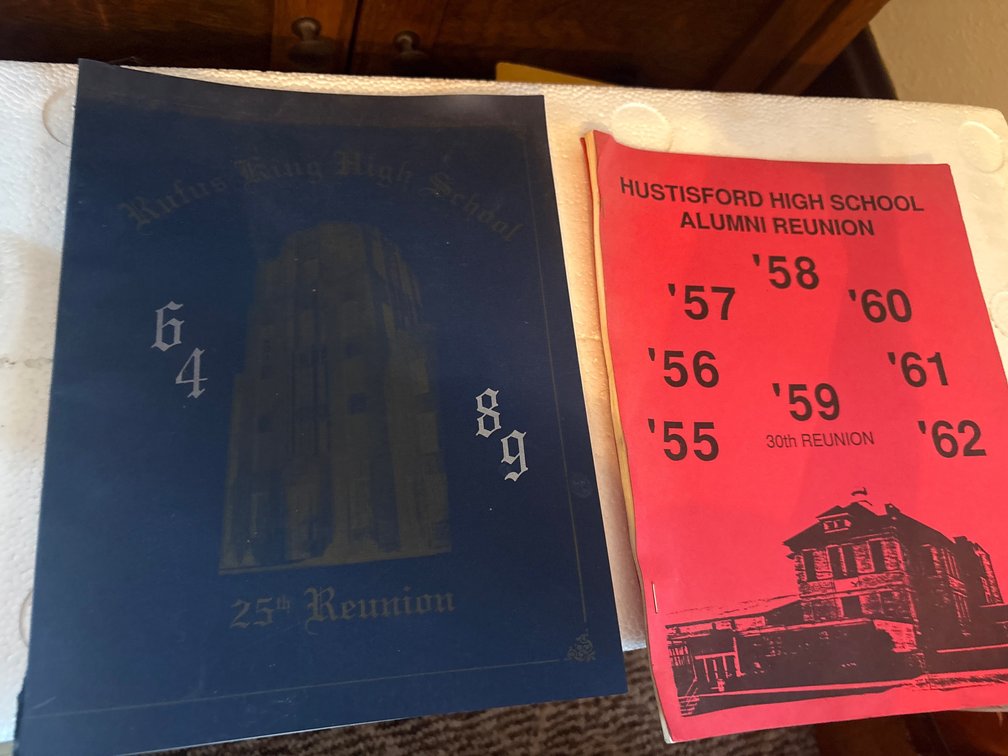 High school reunion books and mug