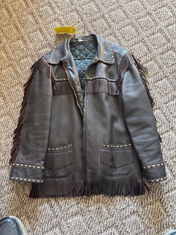 Brown leather jacket with fringes no size