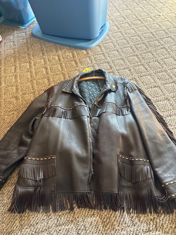 Vintage brown leather jacket with fringes no size