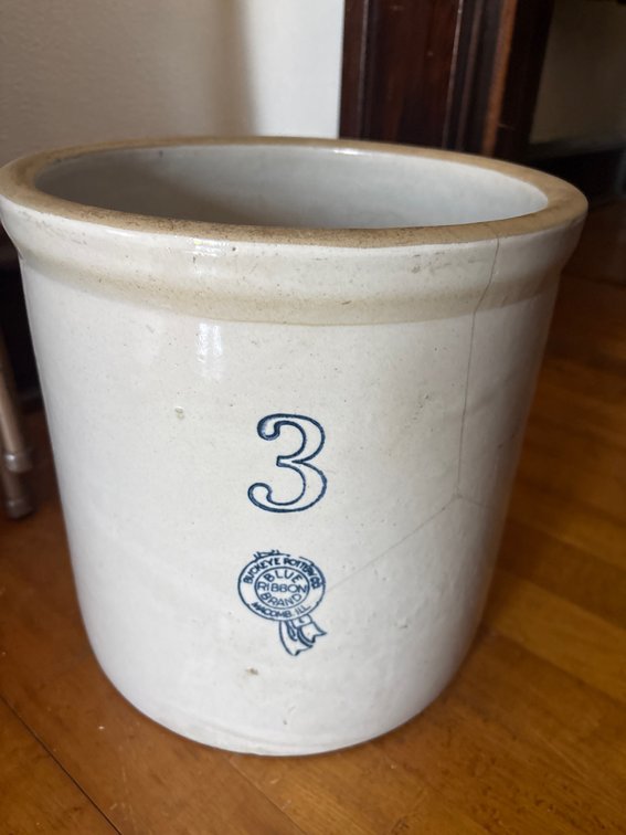 Blue ribbon brand 3 gallon stoneware crock