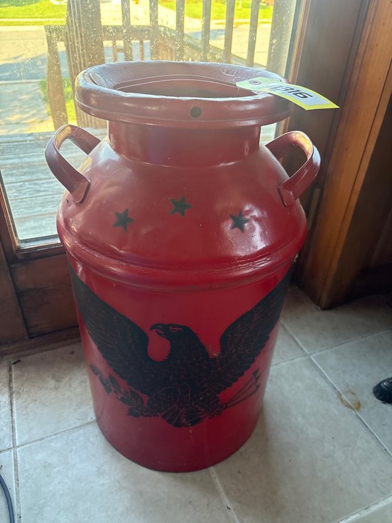 Painted decorative milk can