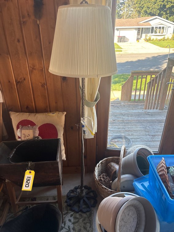 Vintage brass and wrought iron floor lamp
