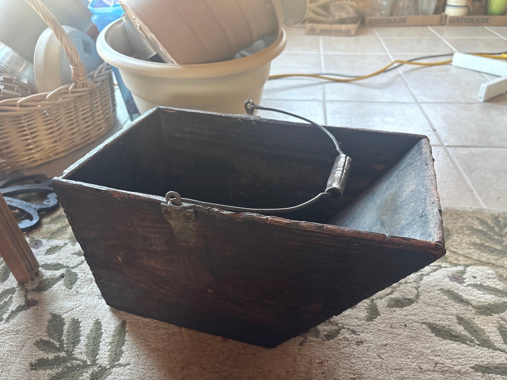 Vintage wooden coal scuttle