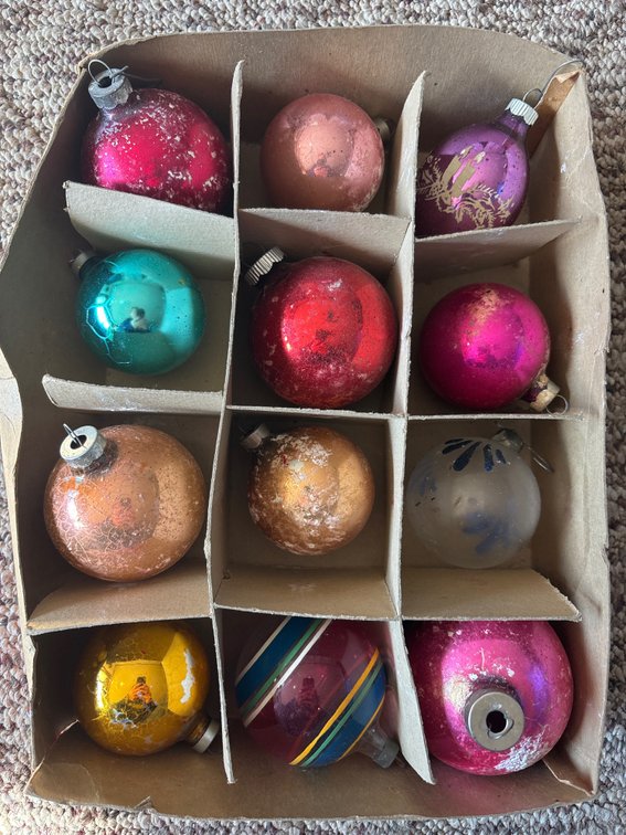 (12) Glass Christmas Ornaments