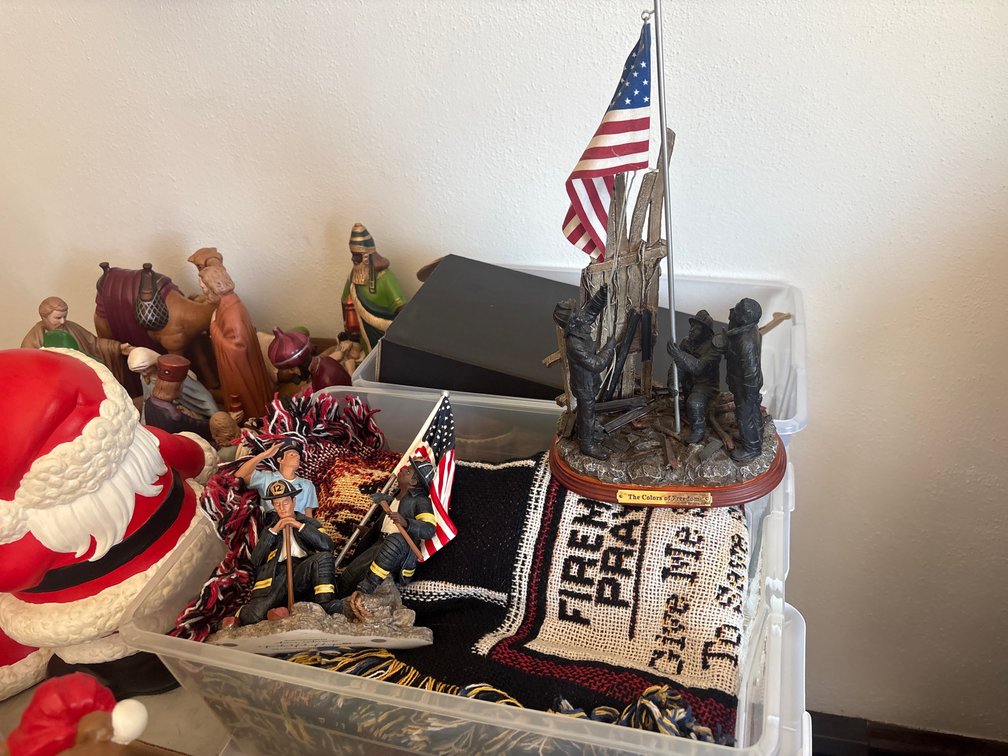 Firefighter Prayer blanket, 9/11 memorial figurines