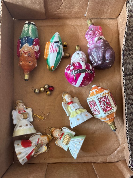 Figural Milk Glass Christmas Light Bulbs