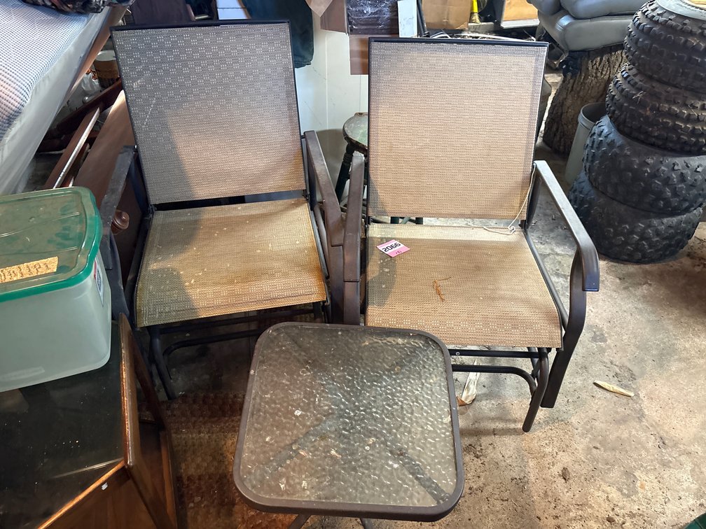 (2) rocker patio chairs and table