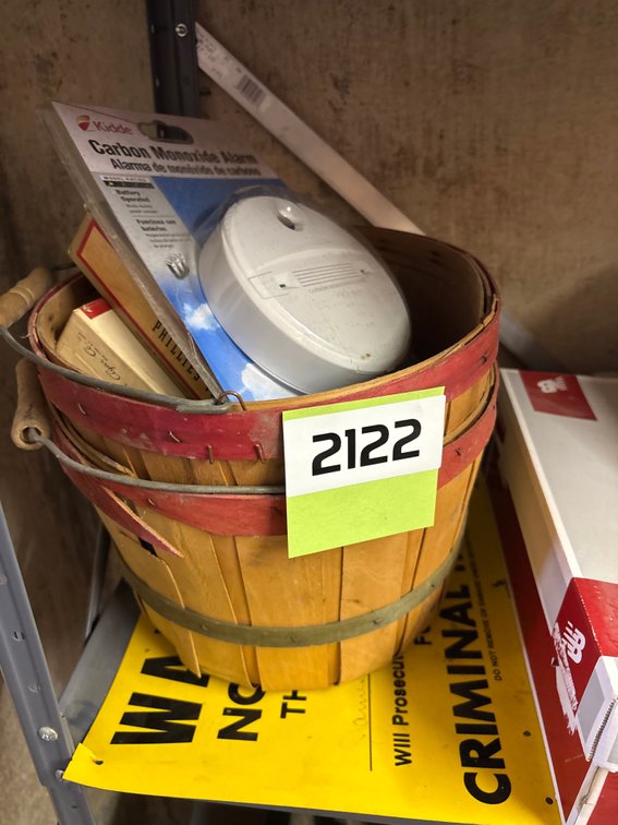 Baskets, cigar boxes, smoke detector