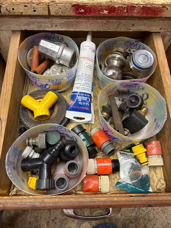 Drawer & Shelf Contents, Hose, Drills, Gas Mask Box