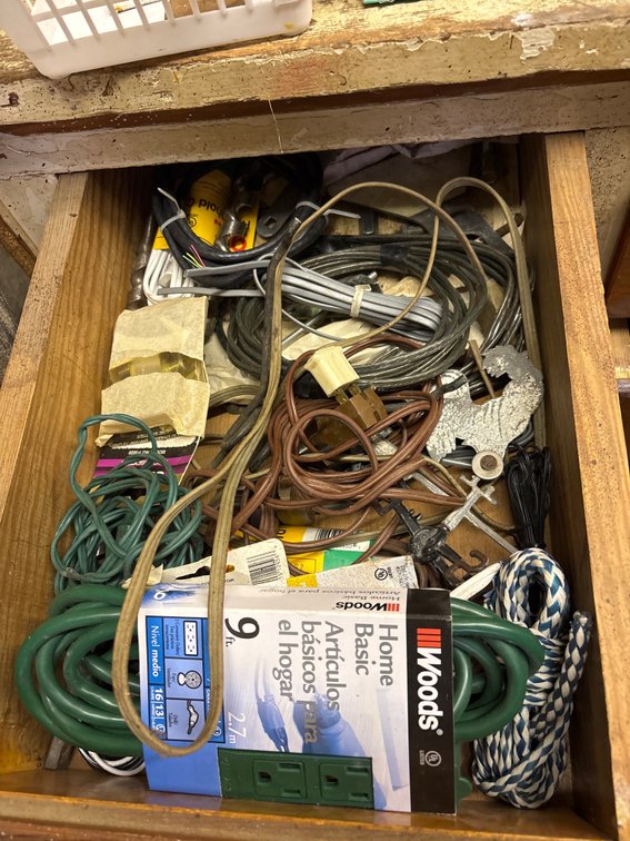 Contents of Drawer, Electrical Cords & Wire