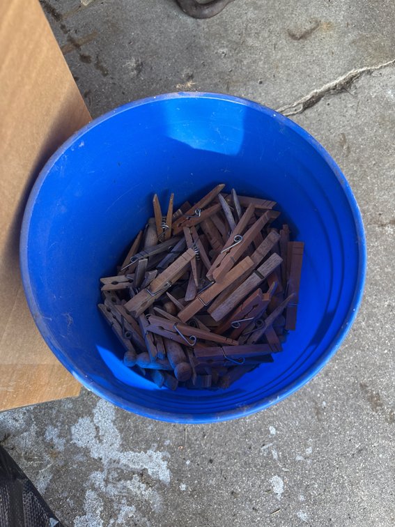 Small pail of clothes bins