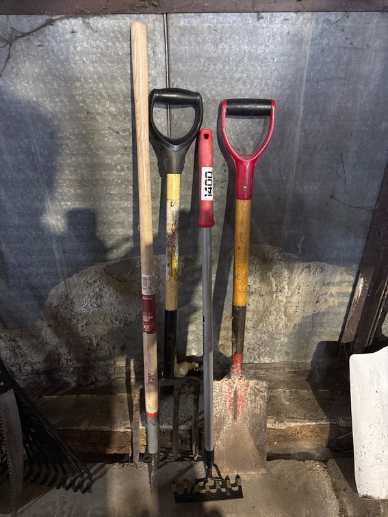 Yard Tools, Shovel, Pitch Fork, Rake, Lawn Weeder