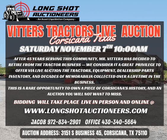 Image for Vitters Tractors Live Auction - Corsicana Tx