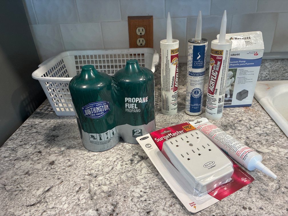 Propane Fuel, Calk, Small Fountain Pump AndSurge Protector