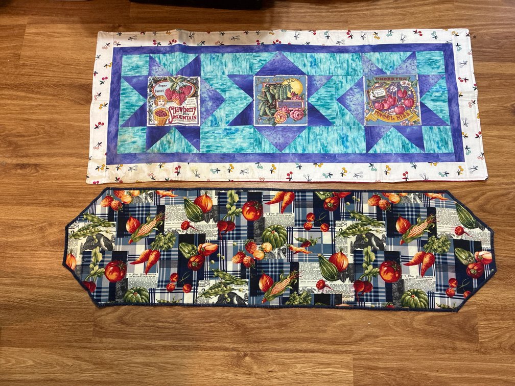 2 Hand Pieced And Stitched Table Runners