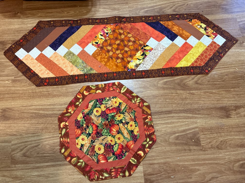 2 Hand Stitched And Pieced Table Runner/Centerpiece