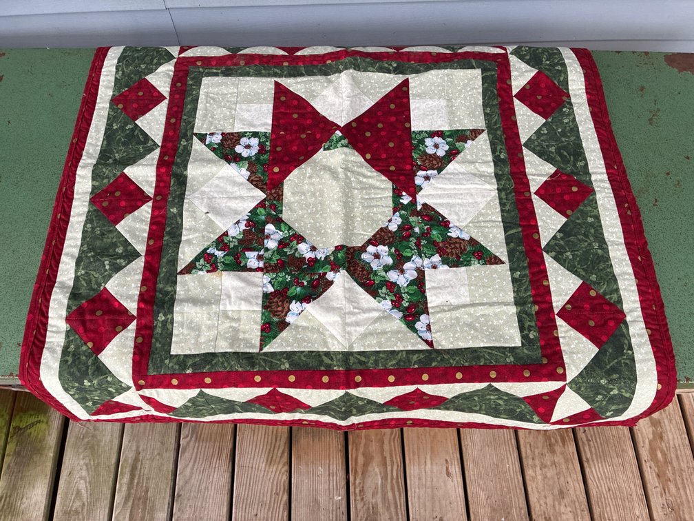 Small Hand Made Christmas Star Quilt