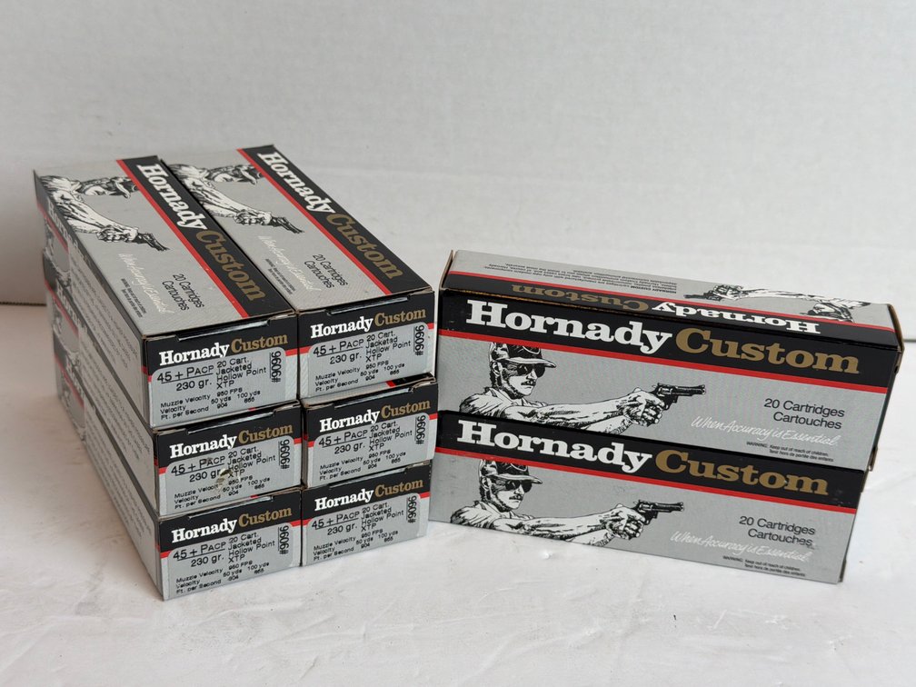 Hornady Custom .45 +P ACP 230 grain Jacketed Hollow Point XTP Ammunition