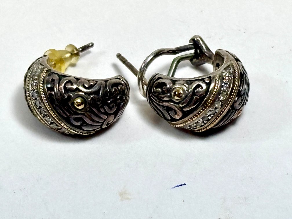 Effy Sterling Silver and 18k gold Earrings with Gemstones