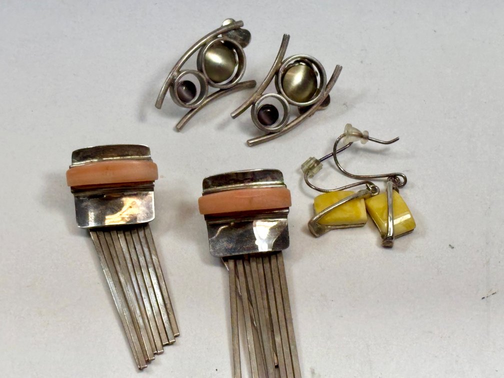 Sterling Silver Earrings and Unmarked asilver Earrings