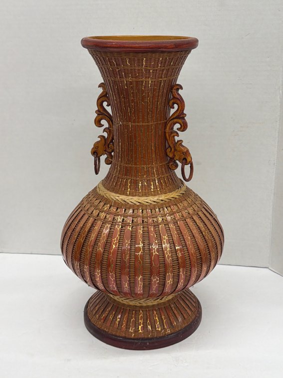 Dragon Handle Wicker Vase