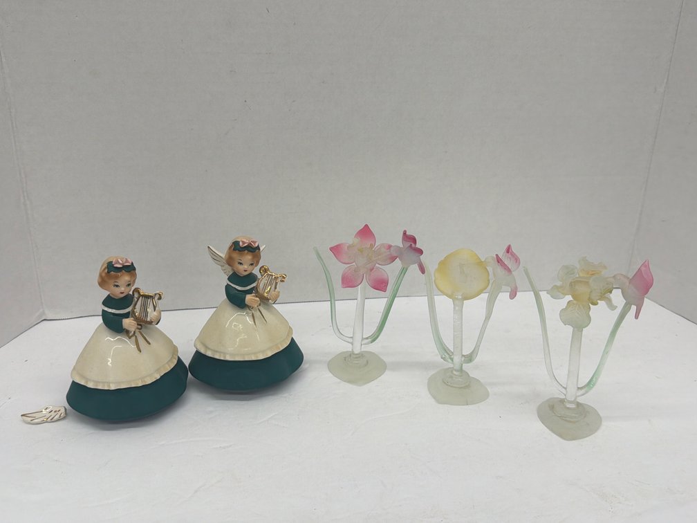 Angel Trinket Boxes & Glass Flower Decorators